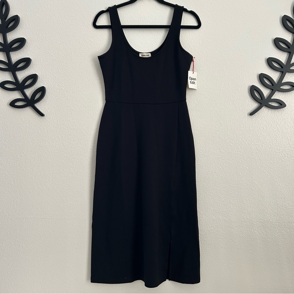 Open Edit Black Sleeveless A-line Midi Dress | Size M | LBD